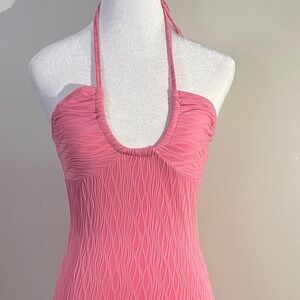 SHEIN Pink Textured Halter Dress